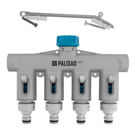 Разветвитель четырёхканальный Palisad 65833, с внутренней резьбой 3/4&quot;, алюминий, LUXE купить в Когалыме