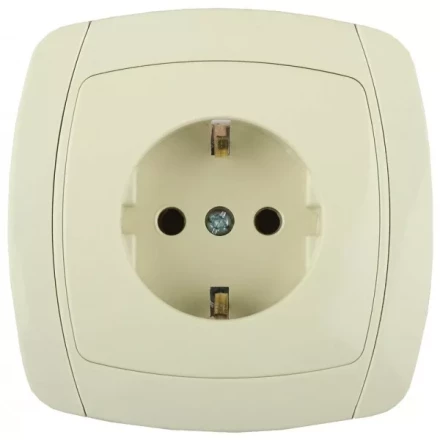 Розетка СВЕТОЗАР "CITY LIGHT" одинарная в сборе, с заземлением, цвет бежевый, 16А/~250В SV-54205-B купить в Когалыме