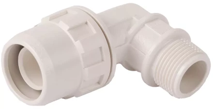 Муфта ЗУБР "ШиреФит" соединительная угловая 90°, "штуцер с гайкой - внешняя резьба", 20мм-3/4" 51465-20-3/4 купить в Когалыме