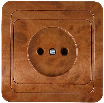 Розетка СВЕТОЗАР "ГАММА" без заземления, одинарная, цвет орех, 16А/~250В SV-54100-N купить в Когалыме