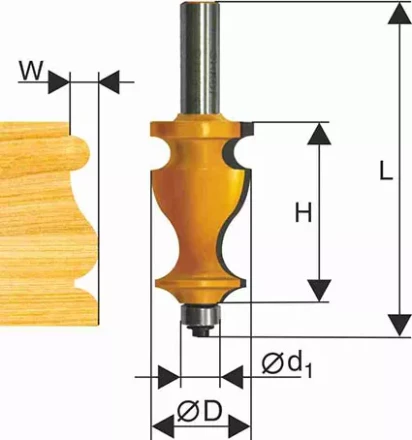 Фреза кромочная фигурная Ф27Х413 мм хвостовик 12 мм 46410 купить в Когалыме