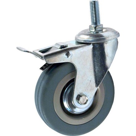 Аппаратное поворотное колесо с тормозом с болтом HITCH 75*20 резина серая SCtgb93 (SZ084829) купить в Когалыме