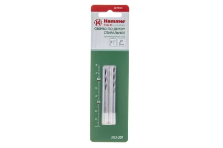 Сверло по дереву HAMMER Ф3х60мм (DR WD WR 3,0мм*60/30мм 2шт.) купить в Когалыме