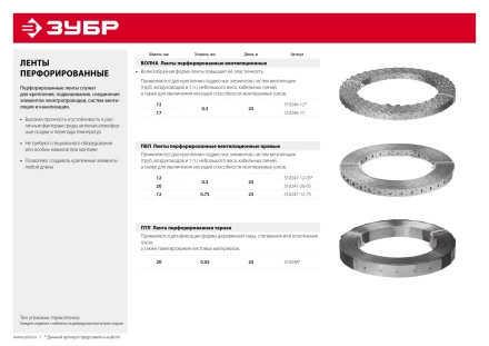 ЗУБР ПВЛ, 20 x 0.5 мм, 25 м, цинк, перфорированная вентиляционная лента прямая (310247-20-05) купить в Когалыме