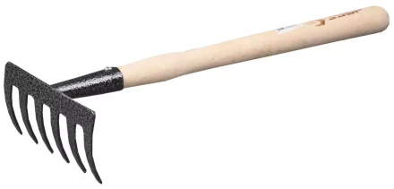 Грабельки ЗУБР садовые с деревянной ручкой, 6 прямых зубцов 4-39611 купить в Когалыме