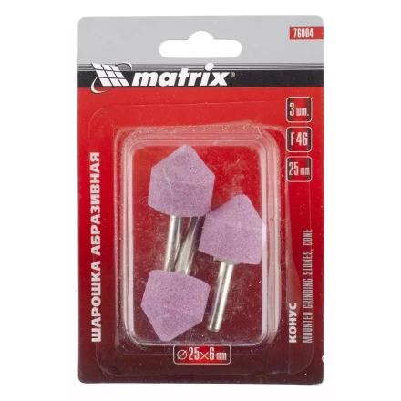 Шарошка абразивная конус 25 x 25 x 6 мм F46 3 штуки MATRIX 76004 купить в Когалыме