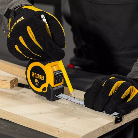 Рулетка Denzel 10м х 25мм, двухкомп. корпус, кнопка-пауза 31545 купить в Когалыме