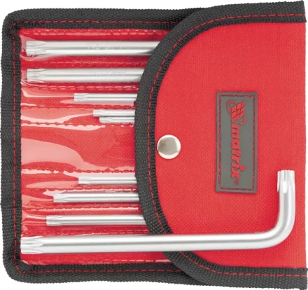 Набор ключей шестигранных имбусовых TORX-TORX Tamper. 9 шт T10-T50  CrV короткие сатиновые чехол MATRIX 12312 купить в Когалыме