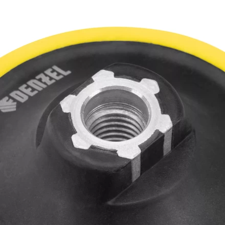 Тарелка опорная для дрели и УШМ с липучкой Denzel, 150 мм, мягкая, с адаптером c М14 на d8, 76249 купить в Когалыме