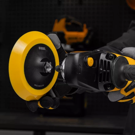 Тарелка опорная для дрели и УШМ с липучкой Denzel, 150 мм, мягкая, с адаптером c М14 на d8, 76249 купить в Когалыме