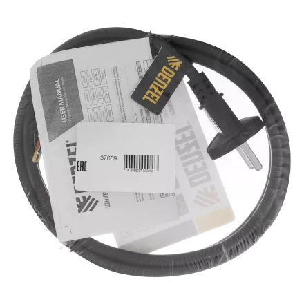 Шнур сетевой Denzel Energy Series, ПВС, 1,5 м, 2 x 1,5 мм, с неразборной вилкой, черный, 3 м, 37669 купить в Когалыме