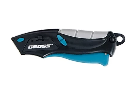Нож ремонтно-монтажный мини трехкомпонентная рукоятка авто выброс/возврат лезвия 100мм + 2 з.л GROSS 78873 купить в Когалыме
