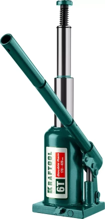 Домкрат гидравлический бутылочный "Double Ram", сварной, телескопический, 6т, 170-420мм, KRAFTOOL 43463-6 43463-6 купить в Когалыме