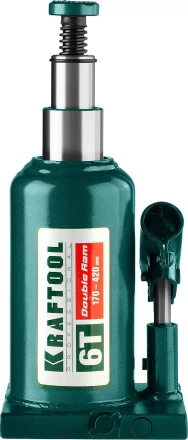 Домкрат гидравлический бутылочный "Double Ram", сварной, телескопический, 6т, 170-420мм, KRAFTOOL 43463-6 43463-6 купить в Когалыме