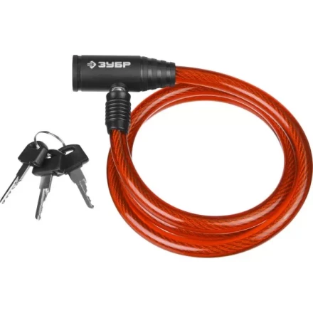 Замок ЗУБР "МАСТЕР", тросовый, 3 ключа в комплекте, длина троса 950мм, d 10мм 37263-95 купить в Когалыме
