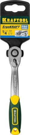 Трещотка для торцовых головок KRAFTOOL &quot;PRO&quot;, Сr-V сталь, 72 зубца, изогнутая, 1/4&quot; 27795-1/4_z02 купить в Когалыме