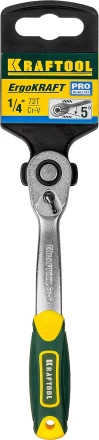 Трещотка для торцовых головок KRAFTOOL "PRO", Сr-V сталь, 72 зубца, изогнутая, 1/4" 27795-1/4_z02 купить в Когалыме