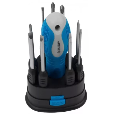 Набор ЗУБР Отвертка "ЭКСПЕРТ" со сменными стержнями 60мм, SL 3,0, 4,0, 5,0, 6,0мм, PH№ 0, 1, 2, TORX 10, 15, 10пред. 25282-H10 купить в Когалыме