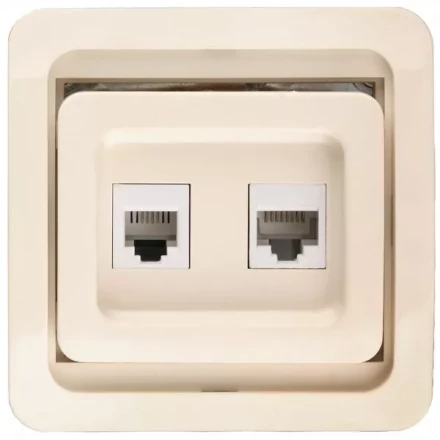 Розетка СВЕТОЗАР "ГАММА" комбинированная, телефонная + компьютерная, цвет бежевый SV-54119-B купить в Когалыме