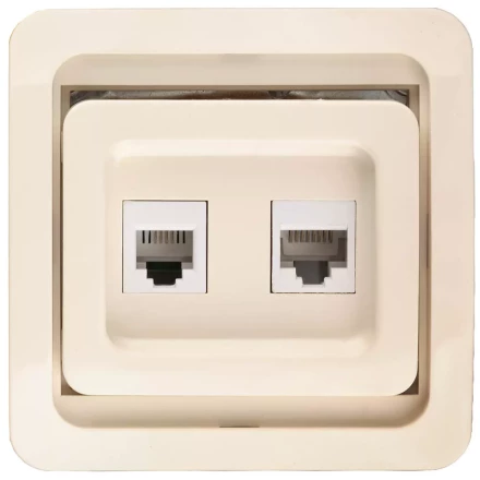 Розетка СВЕТОЗАР "ГАММА" комбинированная, телефонная + компьютерная, цвет бежевый SV-54119-B купить в Когалыме