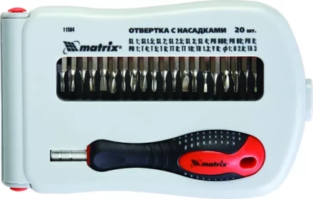 Отвертка для точных работ с насадками Fusion 22 пр. в пласт. пенале  Matrix 11584 купить в Когалыме