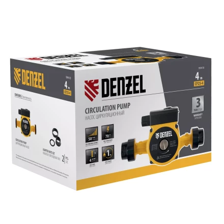 Циркуляционный насос CP25-4, напор 4 м, 50 л/мин, 1 м кабель, монт. длина 180 мм Denzel 99410 купить в Когалыме
