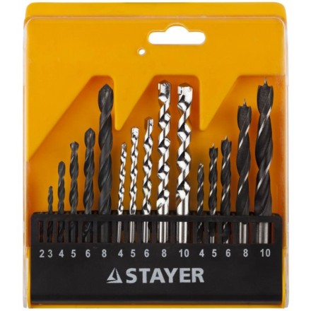 Набор STAYER &quot;STANDARD&quot;: Сверла комбинированные, дерево (4-5-6-8-10мм), металл (2-3-4-6-8мм), бетон (4-5-6-8-10мм), 16 предметов 29720-H16 купить в Когалыме