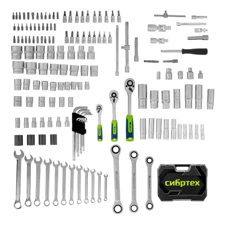 Набор инструментов Сибртех 14172, 1/2", 3/8", 1/4", пластиковый кейс 160 предм. купить в Когалыме