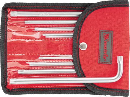Набор ключей шестигранных имбусовых TORX-TORX Tamper, 9 шт:T10-T50, CrV,  удлиненные, сатин., чехол  MATRIX 12313 купить в Когалыме