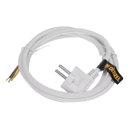 Шнур сетевой Denzel Energy Series, ПВС, 1,5 м, 3 x 1,5 мм, с неразборной вилкой, белый, 3 м, 37670 купить в Когалыме