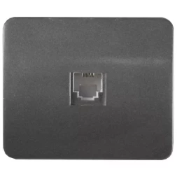 Розетка СВЕТОЗАР "ГАММА" телефонная, одинарная, без вставки и рамки, цвет темно-серый металлик SV-54117-DM