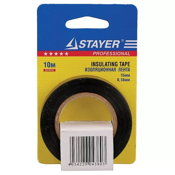 Изолента, STAYER Profi 12292-D-15-10, ПВХ, на карточке, 15мм х 10м х 0,18мм, черная 12292-D-15-10 купить в Когалыме