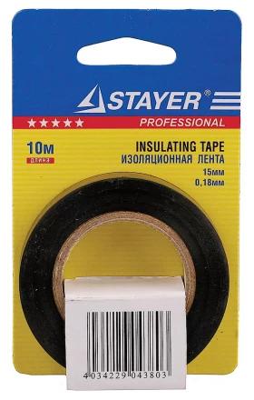 Изолента, STAYER Profi 12292-D-15-10, ПВХ, на карточке, 15мм х 10м х 0,18мм, черная 12292-D-15-10 купить в Когалыме