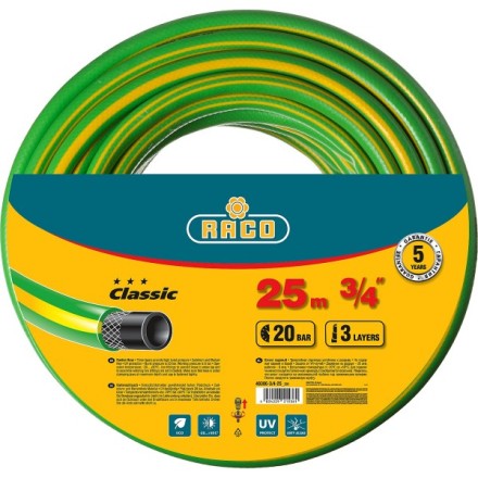 Шланг RACO CLASSIC поливочный, 20атм., армированный, 3-х слойный, 3/4&quot;х25м 40306-3/4-25_z01 купить в Когалыме