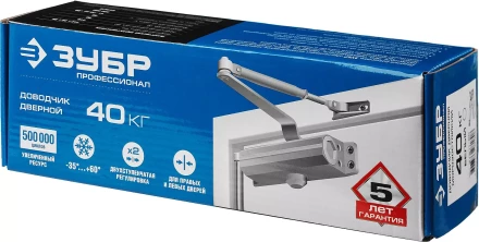 Доводчик дверной ЗУБР "ПРОФЕССИОНАЛ" для дверей массой до 40 кг цвет белый 37911-50 купить в Когалыме