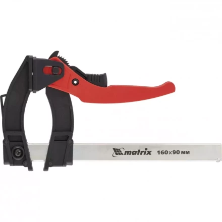 Струбцина реечная быстрозажимная пластиковый корпус рычажно-храповой механизм 160 х 90 х 240 мм штанга 5 х 20 мм Matrix 20735 купить в Когалыме