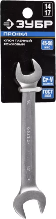 Ключ ЗУБР "ПРОФИ" гаечный рожковый, Cr-V сталь, хромированный, 14х17мм 27027-14-17 купить в Когалыме