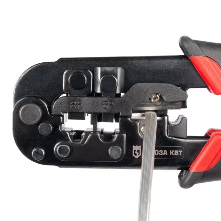 Кримпер многофункциональный КВТ JT-03А с 3 встроенными модулями для обжима RJ-45, RJ-12, RJ-11, RJ-22 (89228) купить в Когалыме
