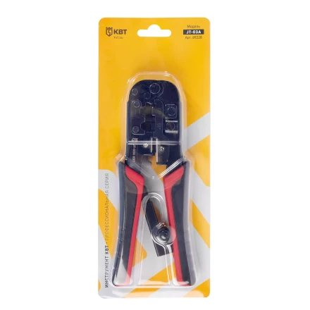 Кримпер многофункциональный КВТ JT-03А с 3 встроенными модулями для обжима RJ-45, RJ-12, RJ-11, RJ-22 (89228) купить в Когалыме