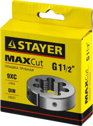 Плашка круглая ручная STAYER &quot;MASTER&quot;, сталь 9ХС, для трубной резьбы G 1 1/2`` 28029-3/2 купить в Когалыме