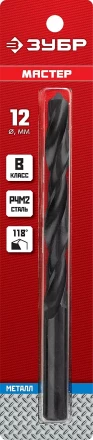 ЗУБР 12.0 х 151 мм, сталь Р4М2, класс В, сверло по металлу (29605-12) купить в Когалыме