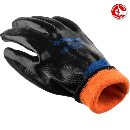 ЗУБР АРКТИКА, L-XL, двухслойные перчатки из акрила и нейлона, нитриловый облив, утеплённые, Профессионал (11469-XL) купить в Когалыме