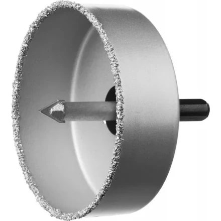 Коронка-чашка ЗУБР "ПРОФЕССИОНАЛ" c карбид-вольфрамовым нанесением, 89 мм, высота 25 мм, в сборе с державкой и сверлом 33360-089_z01 купить в Когалыме