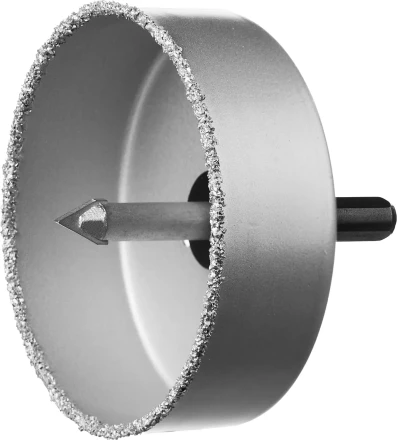 Коронка-чашка ЗУБР "ПРОФЕССИОНАЛ" c карбид-вольфрамовым нанесением, 89 мм, высота 25 мм, в сборе с державкой и сверлом 33360-089_z01 купить в Когалыме