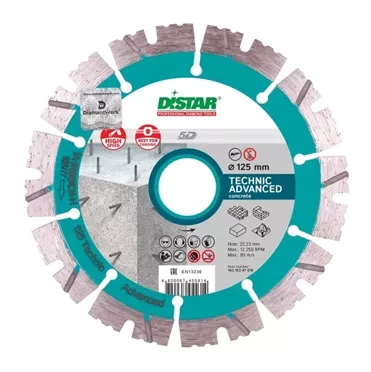 Диск алмазный сегментный по армированному бетону Technic Advanced 125 мм DiStar купить в Когалыме
