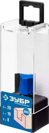 ЗУБР 20 x 19 мм, хвостовик 8 мм, фреза пазовая прямая, Профессионал (28753-20-19) купить в Когалыме