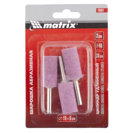 Шарошка абразивная цилиндр удлиненный 19 x 38 x 6 мм F46 3 штуки MATRIX 76007 купить в Когалыме