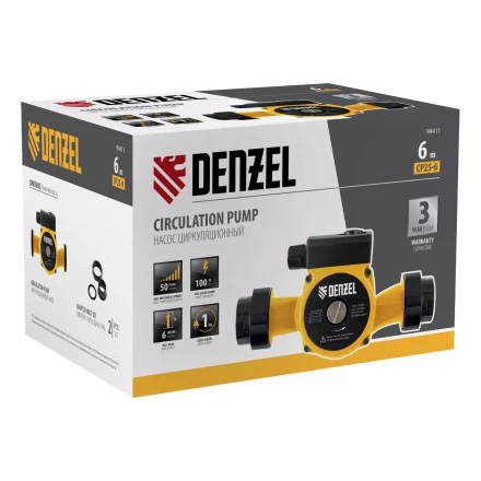 Циркуляционный насос CP25-6, напор 6 м, 50 л/мин, 1 м кабель, монт. длина 180 мм Denzel 99411 купить в Когалыме