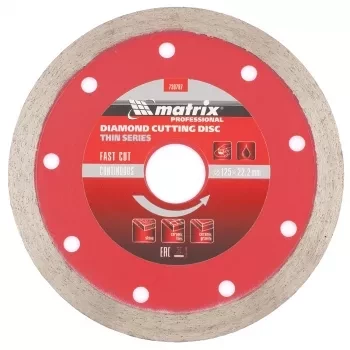 Диск алмазный отрезной сплошной ф125х22,2мм тонкий мокрое резание MATRIX Professional 730787 купить в Когалыме