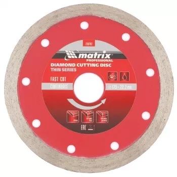Диск алмазный отрезной сплошной ф125х22,2мм тонкий мокрое резание MATRIX Professional 730787 купить в Когалыме